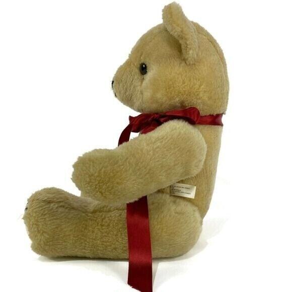 Midwest Importers of Cannon Falls Teddy Bear Plush Poseable Brown With Red Bow - Picture 4 of 10